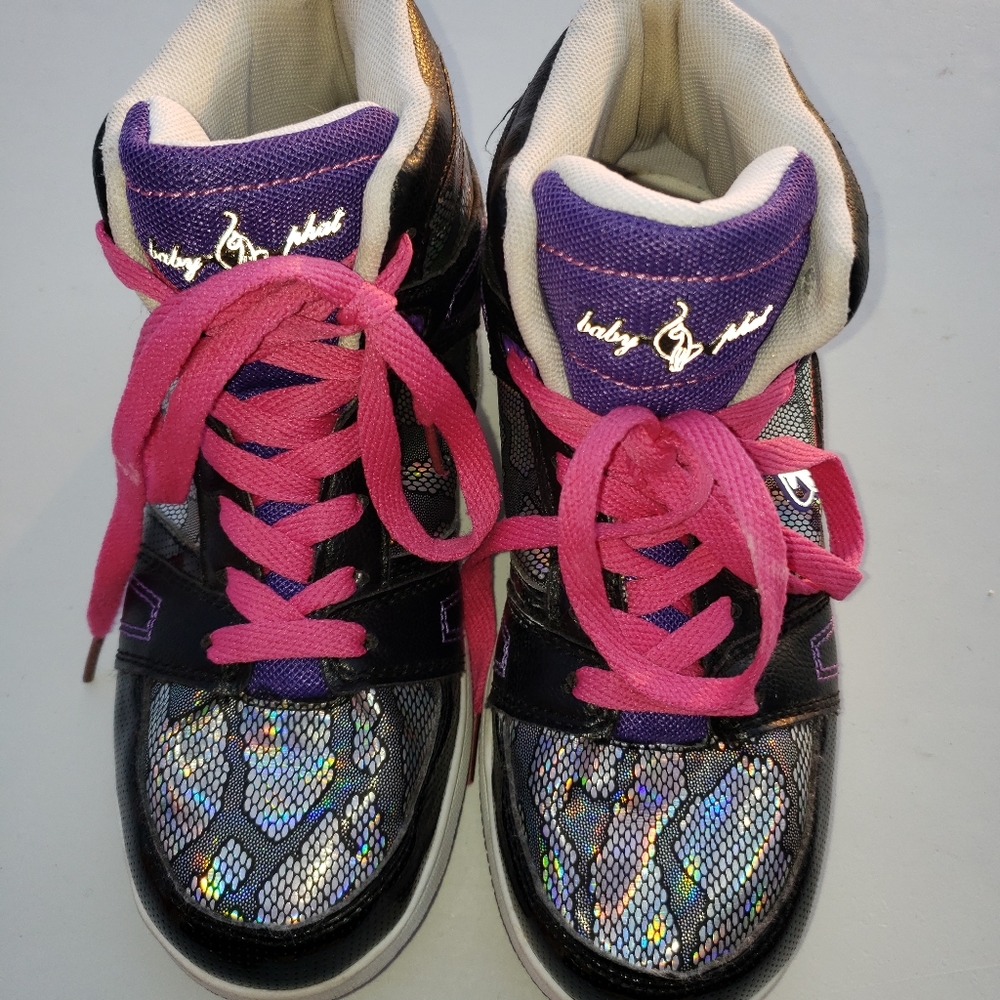 Baby Phat Size 3 Shoes High Top Silver Metallic